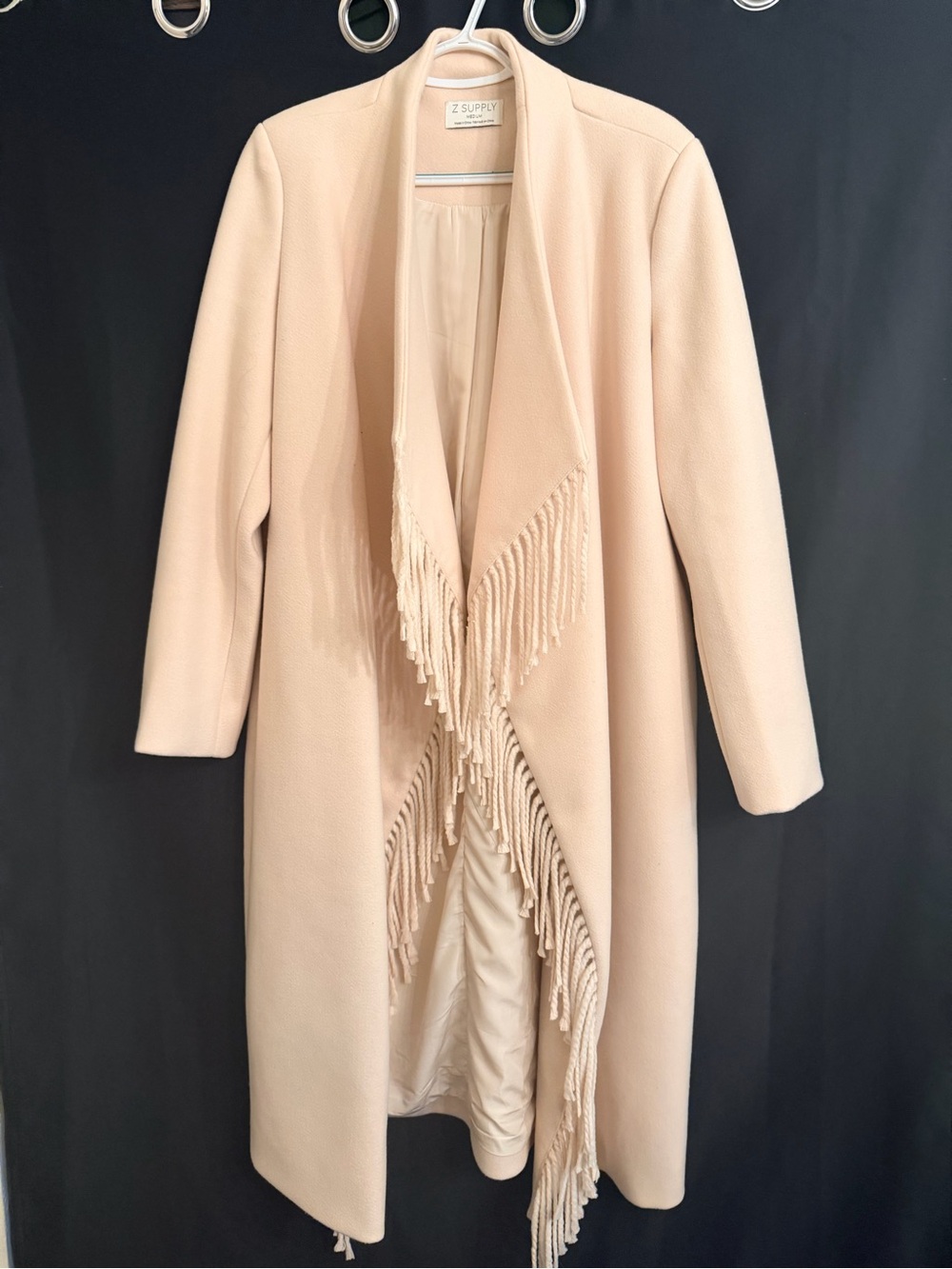 Z Supply Fringe Coat Cream Size M NWOT